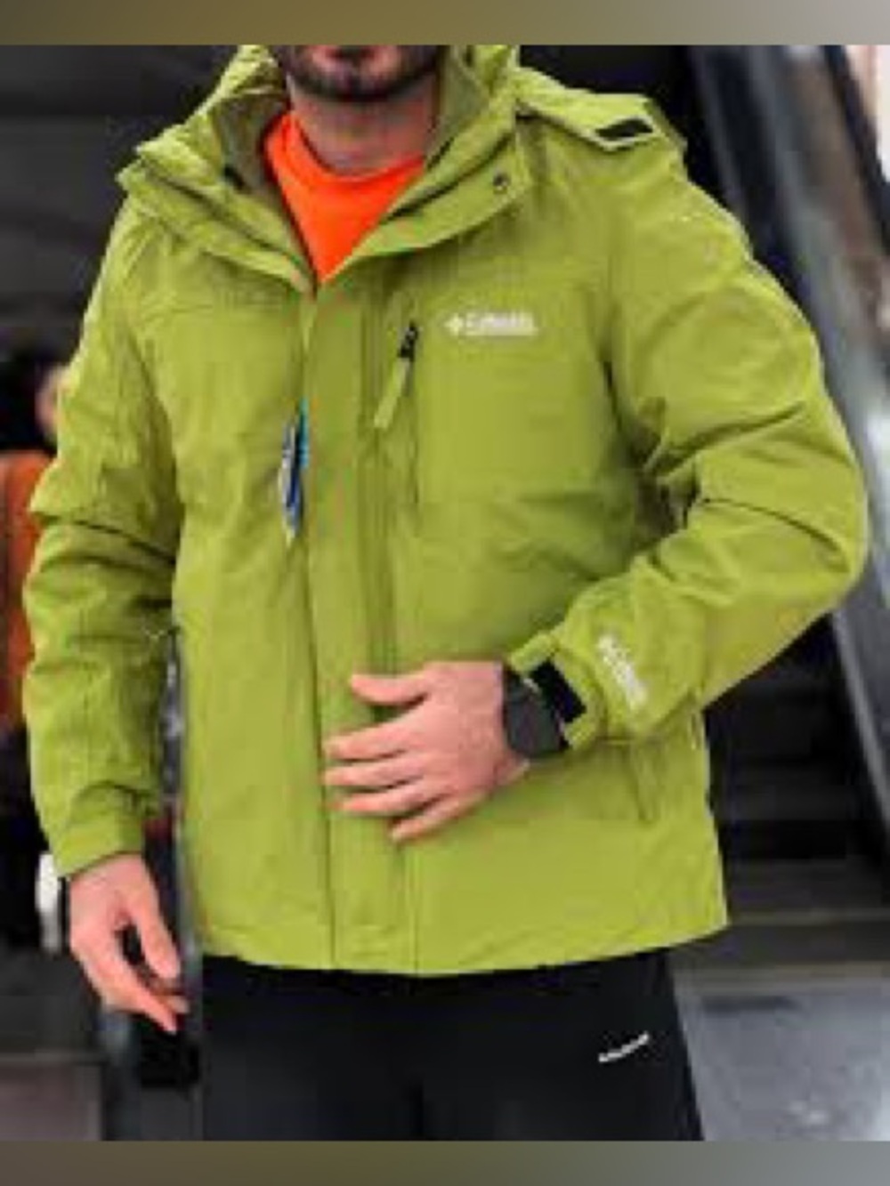 Columbia Men's Two-Tone Green Hooded Ski Jacket two‎ in one Omni tech titanium - Picture 11 of 11